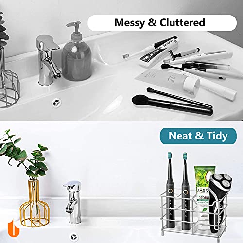 Urbanstrive 304 Stainless Steel Bathroom Toothbrush Holder Toothpaste Holder Stand Bathroom Accessories Organizer (Black, ...