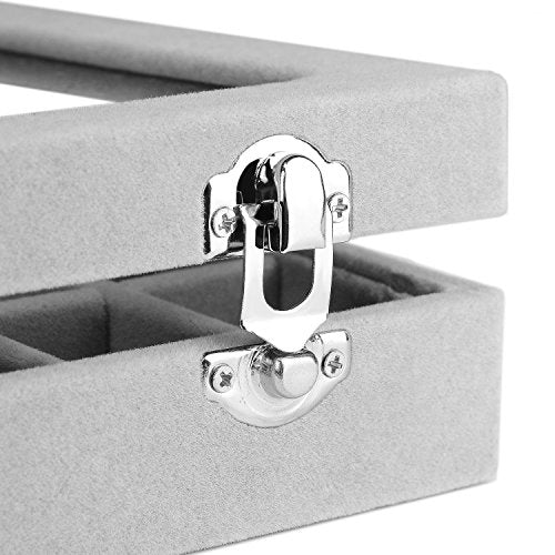 EONGOA Jewelry Box Rings Organizer Tray 7 Slots Velvet Jewelry Earring Storage Box With Transparent Lid Jewelry Display Ca...