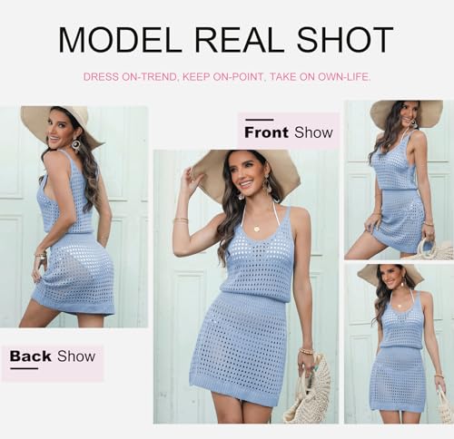 Dokotoo Summer Crochet Hollow Out Knit Beach Bathing Suit Swim Cover Ups Cruise Outfits Vacation Dresses for Women 2026