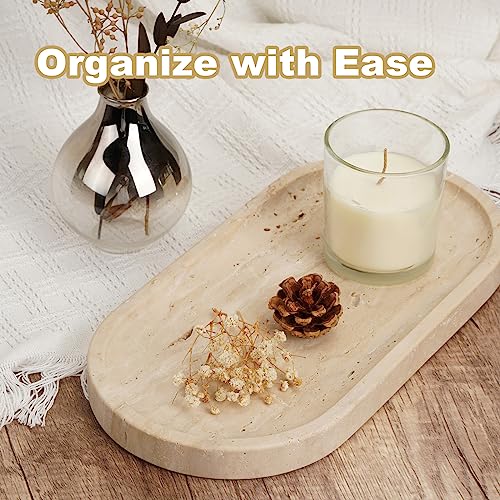 Koville Italian Travertine Tray, 12"x6" Vanity Decorative Marble Tray for Countertop, Catchall Tray for Perfume, Candles, ...