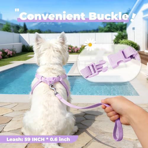 PETCARE Cute Small Dog Harness and Leash Set Purple Floral Daisy Puppy Harness Vest Adjustable Step in Spring Summer Soft ...