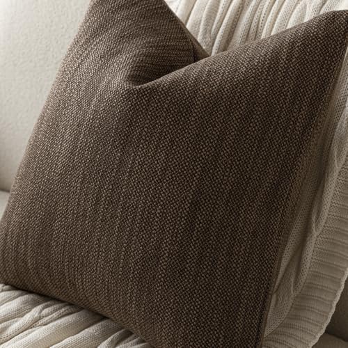 Foindtower Set of 2 Decorative Textured Burlap Linen Throw Pillow Covers Farmhouse Boho Cushion Cover Solid Accent Pillowc...