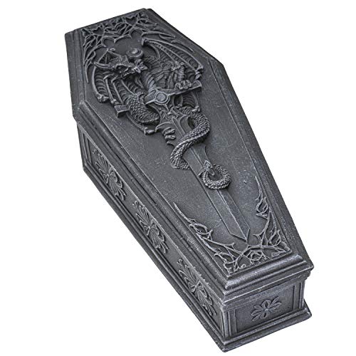 SUMMIT COLLECTION Gothic Dragon Sword Coffin Keepsake Box Collectible Sculpture Trinket Box 10 Inches