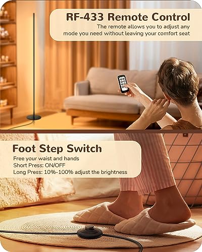 EDISHINE LED Corner Lamp, Set of 2 Minimalist Dimmable Tall Light with Remote, 57.5" Floor Lamps for Living Room, Bedroom,...