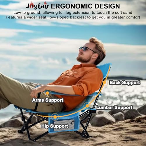 Joyfair Beach Camping Chair (2 Pack), Outdoor Folding Lawn Chair for Adults, Heavy Duty Portable Chair with Armrest for Ou...