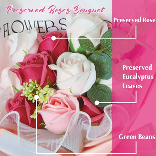 Preserved Flowers, Eternal Flower Roses Bouquet for Mom Grandma Wife Women Girlfriend on Mothers Day Gifts Anniversary Bir...