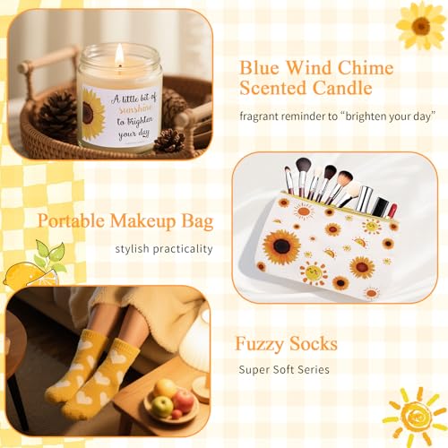 10Pcs Sunshine Gift for Women - Unique Care Package with Sunflower Gifts, Friendship Box of Sunshine for Mom Sister Wife, ...