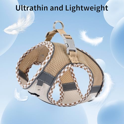 AIITLE Tiny Dog Harness - Lightweight Mesh Step-in Vest for Puppy, Reflective & Escape-Proof Design with High-Stick Magic ...