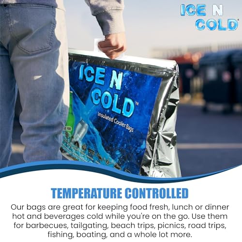 ICE N COLD Insulated Picnic/Shopping Cooler Bags, Pack of 2, Lightweight Soft Collapsible, Large Capacity, 35lbs, Fast Sam...