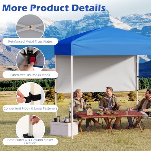 Tangkula 6x4 Ft Pop Up Canopy, UPF 50+ Instant Setup Canopy Tent with Sidewall, 4 Stakes, Portable Outdoor Canopy with Car...