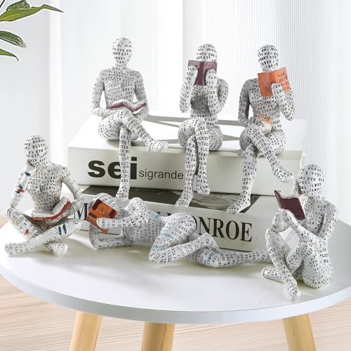 GRAPMKTG Home Decor Pulp Reading Women Thinker Statue Aesthetic Sculpture Room Decor Modern Abstract Decoration on Shelf T...