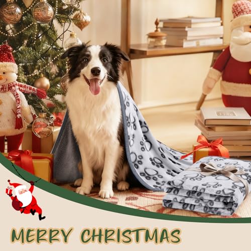 Luciphia Premium Soft Dog Blanket for Small Medium Large Dogs Washable 300GSM Fluffy Warm Fleece Puppy Cat Paw Print Pet F...