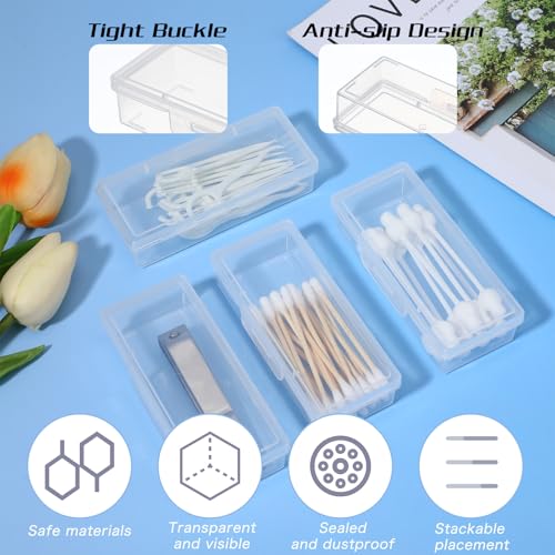 YBEATY 4 Pcs Cotton Swab Holder for Travel Portable Small Dental Floss Picks Case Clear Plastic Buds Storage Containers Bo...