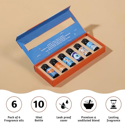Folkulture Beach Essential Oil Set of 6 | Summer Essential Oils for Diffusers for Home, Humidifiers, Aromatherapy | Nerol...