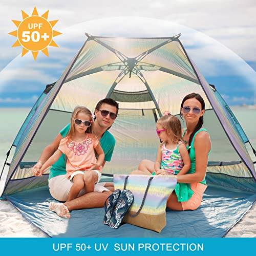 KawaGebo Kamp Beach Tent Sun Shelter for 4-6 Person - Pop Up Beach Tent UPF 50＋ UV Protection, Lightweight and Easy Setup ...