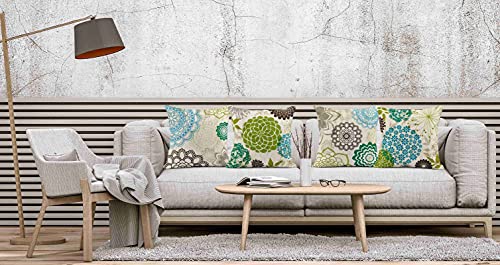 Taysta Set of 4 Linen Throw Pillow Cover Case Sparklers Floral Patterns Decorative Pillow Cases Covers Home Decor Square 2...
