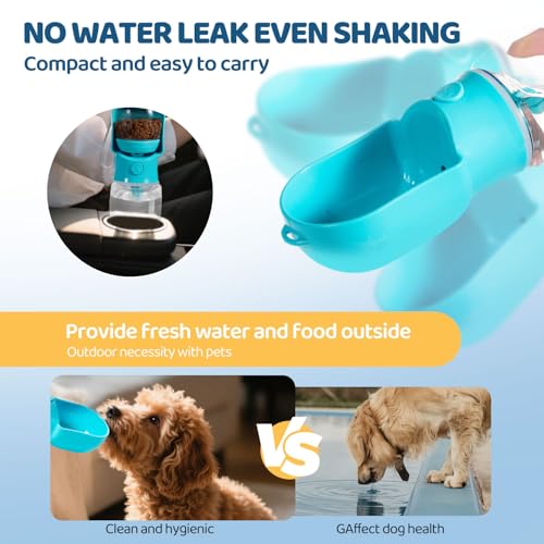 Dog Water Bottle with Food Storage Compartment Portable Pet Dispenser Dogs Stuff Water Bottle Puppy Supplies Portable Trav...