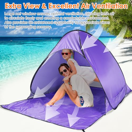 Pop Up Beach Tent, Anti UV Automatic Sun Shelter Umbrella, Portable Sun Shade Shelter for 2-3 People, Outdoor Instant Pop ...