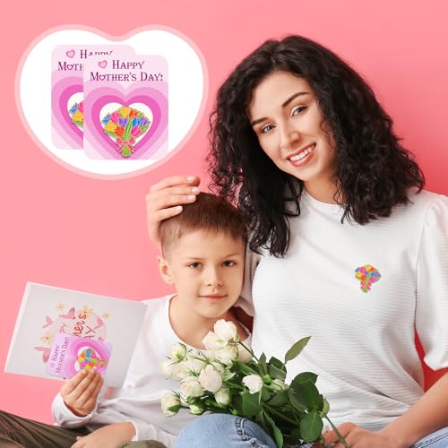 Humyoun 30 Sets Happy Mother's Day Gifts Flower Pins with Cards, Tulip Floral Bouquet Brooch Lapel Enamel Pins Bulk for Mo...