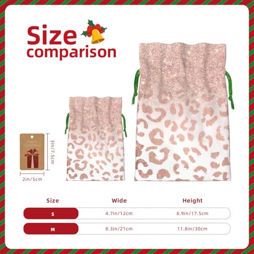 LHBZXMKJ rose gold glitter Print Drawstring Present Bags Christmas gifts Wrapping Sacks Pouches for Xmas Party ﻿
