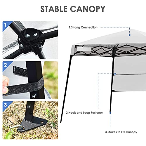 Tangkula 7x7 Ft Pop Up Canopy, Slant Leg Outdoor Tent with Carry Bag & 4 Stakes, Compact Portable Canopy Tent for Hiking C...