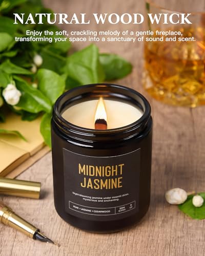 Crackling Wood Wick Candles for Men: 4 Pack 36oz Soy Scented Candles for Home Scented, Up to 200H Burning, Masculine Mens ...