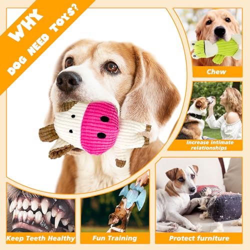 MRSOHRET 5 Pack Squeaky Dog Toys, Tough Stuffed Plush Puppy Tough Chew Toys, Durable Plush Animal Dog Toy for Large Small ...