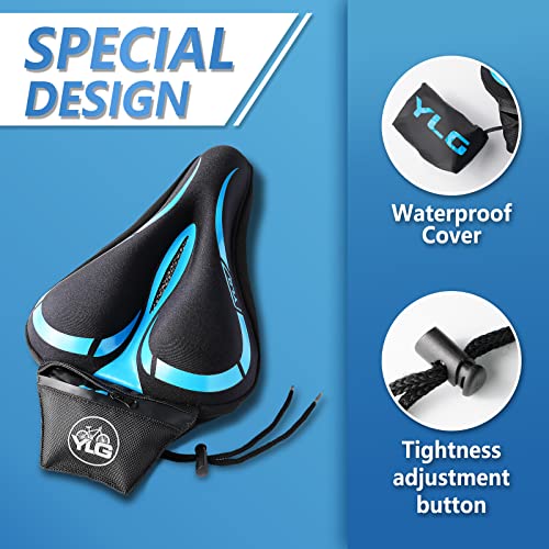 YLG Bike Seat Cover, Memory Foam & Gel Bike Seat Cushion Cover for Men Women, Comfortable Bicycle Seat Cover for Peloton/F...
