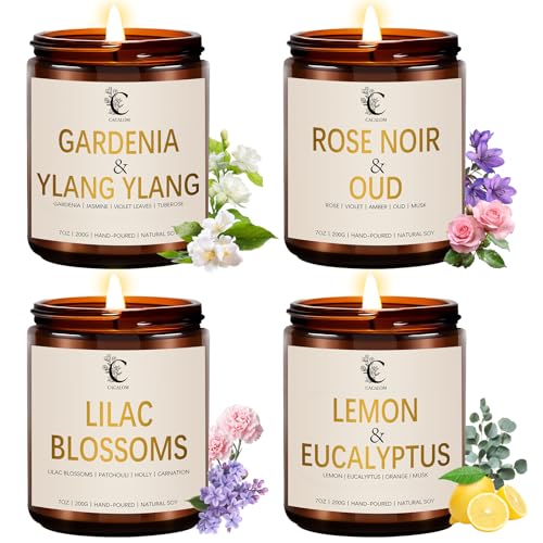 Scented Candles Set, 4Pack Floral Candles, Women Candles Gifts Valentine's Day Gift for Her Long Lasting Soy Wax Candle No...