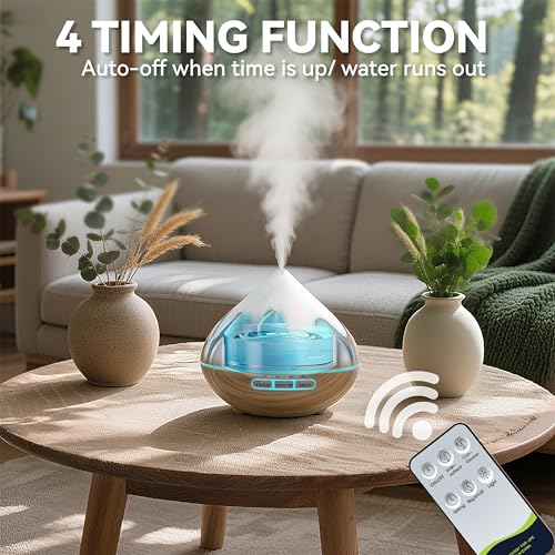 GLOXA 500ML Essential Oil Diffuser, Aromatherapy Diffuser with Remote Control, Multifunctional Air Diffusers for Home Offi...