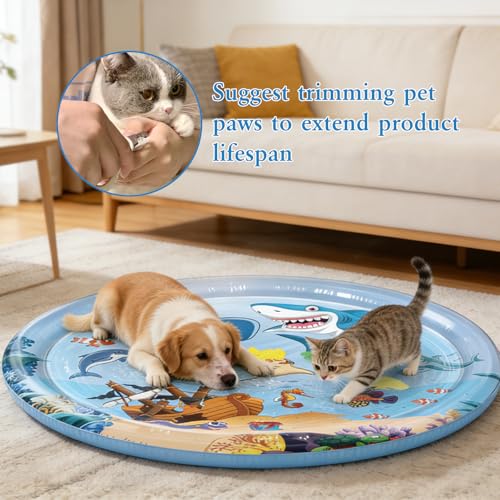 Water Sensory Play Mat for Cat Dog, 2026 Inflatable Pet Cooling Water Pad, Summer Water-Fillable Sensory Mat, Upgraded wit...