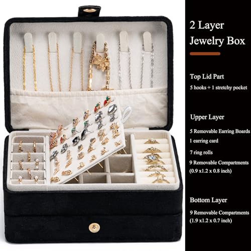 MODENGKONGJIAN Jewelry Organizer Box, 2-Layer Large Jewelry Storage Case, Portable Travel Jewelrys Display Holder for Earr...