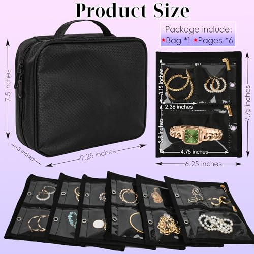 LingLingo Travel Jewelry Organizer Case,Jewelry Bags Jewelry Storage Book Binder with Clear Zipper Velvet Pouch for Travel...