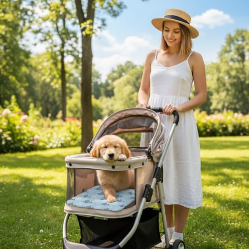 Nuanchu Dog Stroller Cooling Mat Waterproof Outdoor Pet Cooling Mat Washable Summer Cat Sleeping Blanket for Pet Stroller...