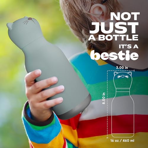 asobu Bestie Bottle Insulated Stainless Steel Water Bottle with Detachable Soft Animal Head Fun Drinking For Kids and Teen...