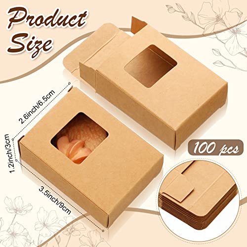 Outus 100 Pcs Soap Packaging Boxes Bulk Soap Boxes for Homemade with Window Mini Kraft Paper Container Homemade Craft Maki...