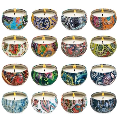 Wfmolcand 16 Scented Candles Gift,Natural Soy Wax Aromatherapy Candles,Small Portable Tin Candles Set for Mom,Women,Teache...