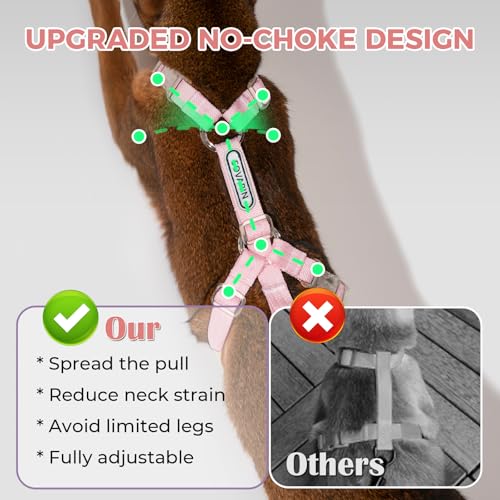 Sovarin Cat Harness and Leash Set - Pink Lightweight Soft Kitten Harness Escape Proof, Adjustable Travel Pet Harness for W...