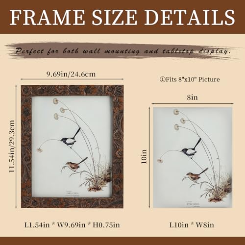 EvruCexul 8x10 Vintage Picture Frame - Antique 8x10 Picture Frame brown, Fancy 8 X10 Frames For Wall Hanging,Victorian Pho...