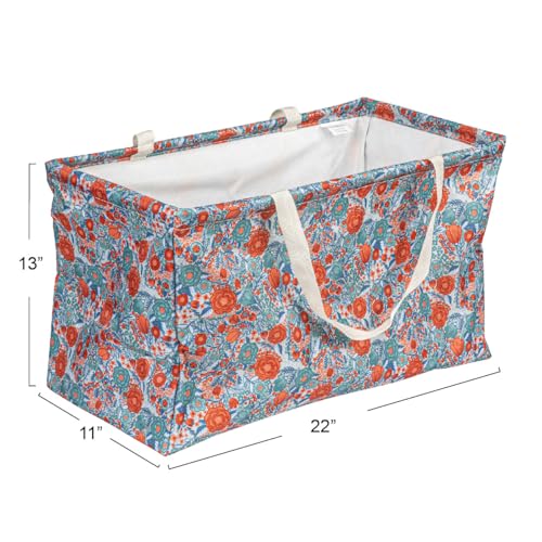 Household Essentials Large Canvas Utility Tote Bag with Handles | Collapsible Storage Basket for Laundry, Groceries, Colle...