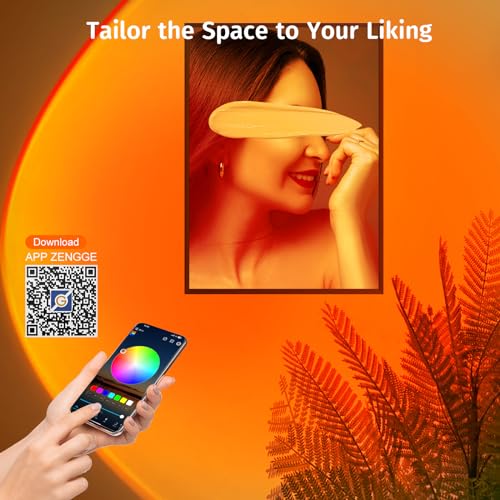 Neroupe Sunset Lamp Projector with APP & Button Control, 360 Degree Rotation Multiple Colors Changing LED Lamp Night Ligh...