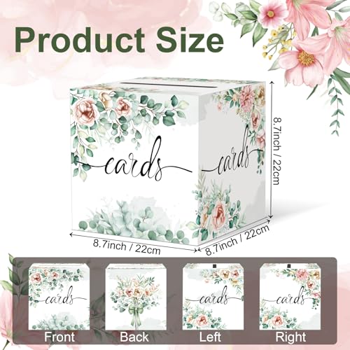 Watercolor Greenery and Floral Card Box Wedding Card Box Holder Gift Cards Receiving Box for Party Graduation Bridal or Ba...