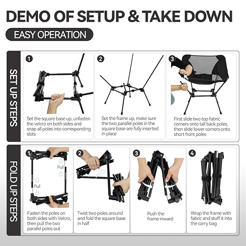 MARCHWAY Ultralight Folding Camping Chair, Heavy Duty Portable Compact for Outdoor Camp, Travel, Beach, Picnic, Festival, ...