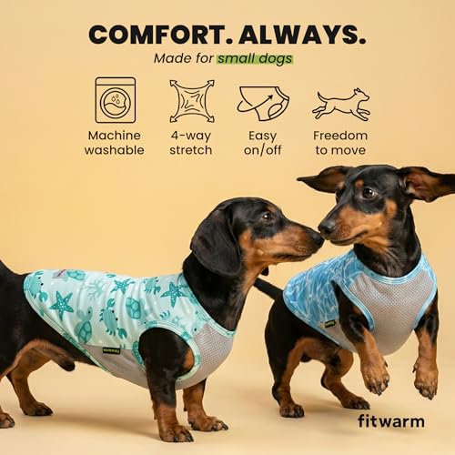 Fitwarm 2 Pack Marine UPF 50+ UV Sun Protection Dog Shirt, Lightweight Cooling Vest, Quick Dry Summer Clothes for Small Do...