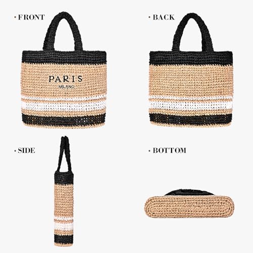 OWGSEE Large Straw Beach Bag for Women Summer Woven Shoulder Tote Bag Straw Purses and Handbags for Vacation | Large, Stra...