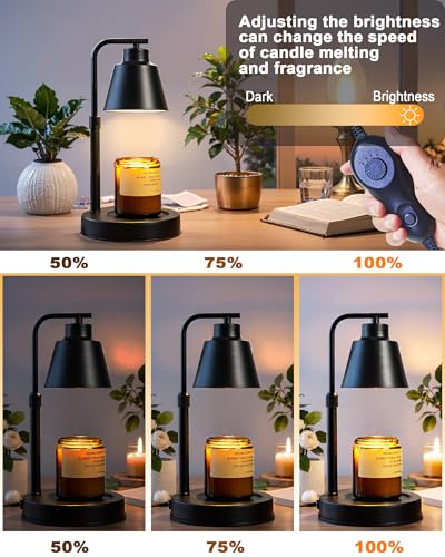 HONGZZI Candle Warmer Lamp with Timer - Adjustable Brightness & Height, 2 Free Bulbs Included | Wax Warmer Lamp for Jar Ca...