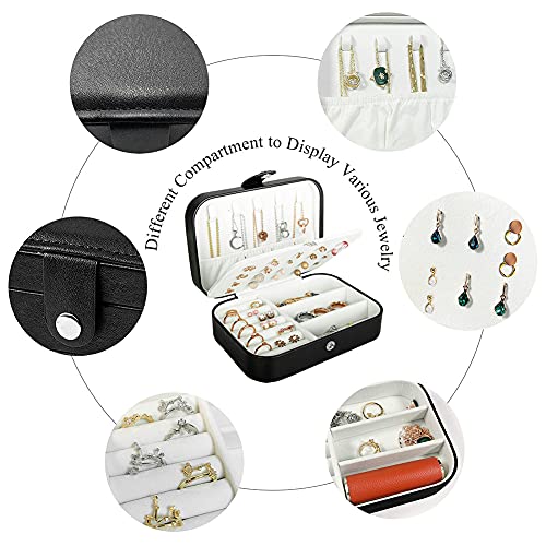 Hatori Travel Jewelry Box, PU Leather Small Jewelry Organizer for Women Girls, Portable Mini Travel Case Display Storage H...