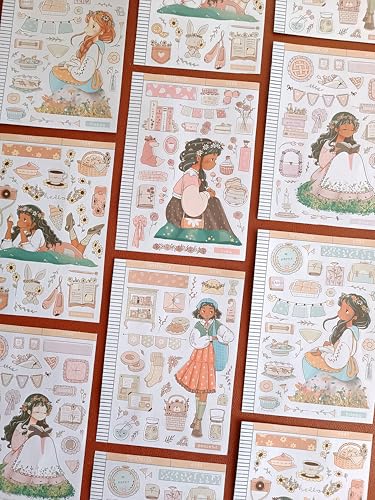 PaperDollzCo Decorative Journal Stickers, Blossoming and Wanderlust Collection, 5 x 3.5 Inch Sheets, Travel and Floral The...