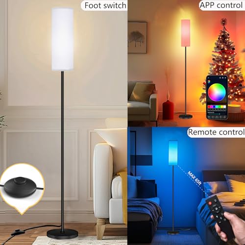 Qaubauyt Smart LED Floor Lamp with APP Control & RGB Colors - Dimmable Standing Lamp for Living Room, Bedroom, Gaming - Re...