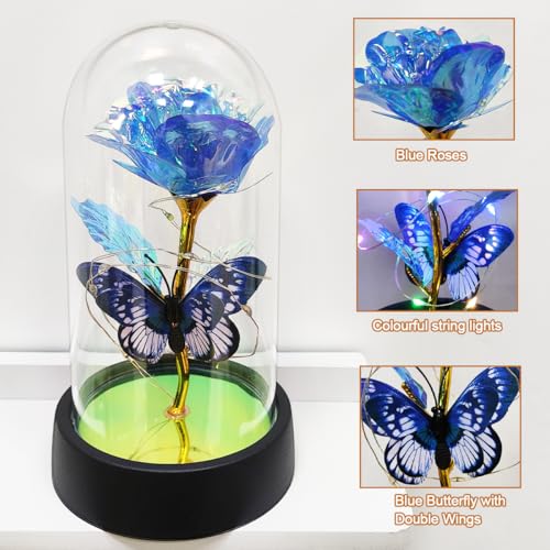 JZILU Forever Rose for Women Mom Wife,Mothers Day Forever Rose Gift Ideas,Galaxy Rose Flower Light Up in Glass Dome, Etern...